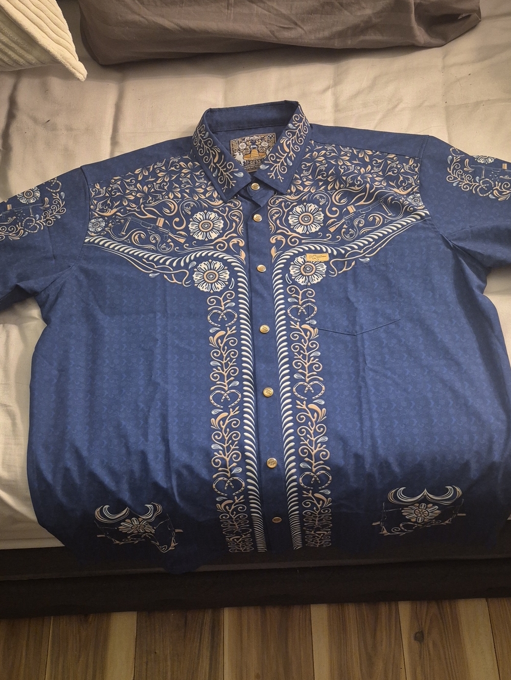 Retro Rifle Los Charro 2XL Western Embroidered Button-Up Shirt